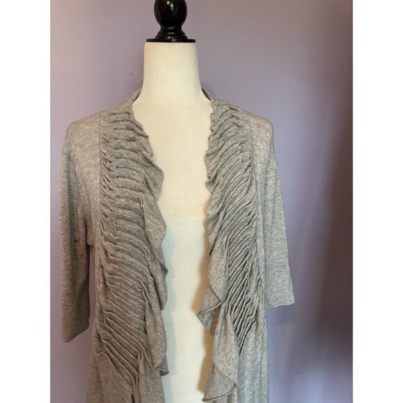 LINE Cashmere Ruffled Open Cardigan Sweater - Picture 2 of 4